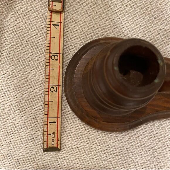 Vintage Wood Candle Holder with Finger Loop Rustic Primitive Farmhouse Decor - Picture 10 of 12